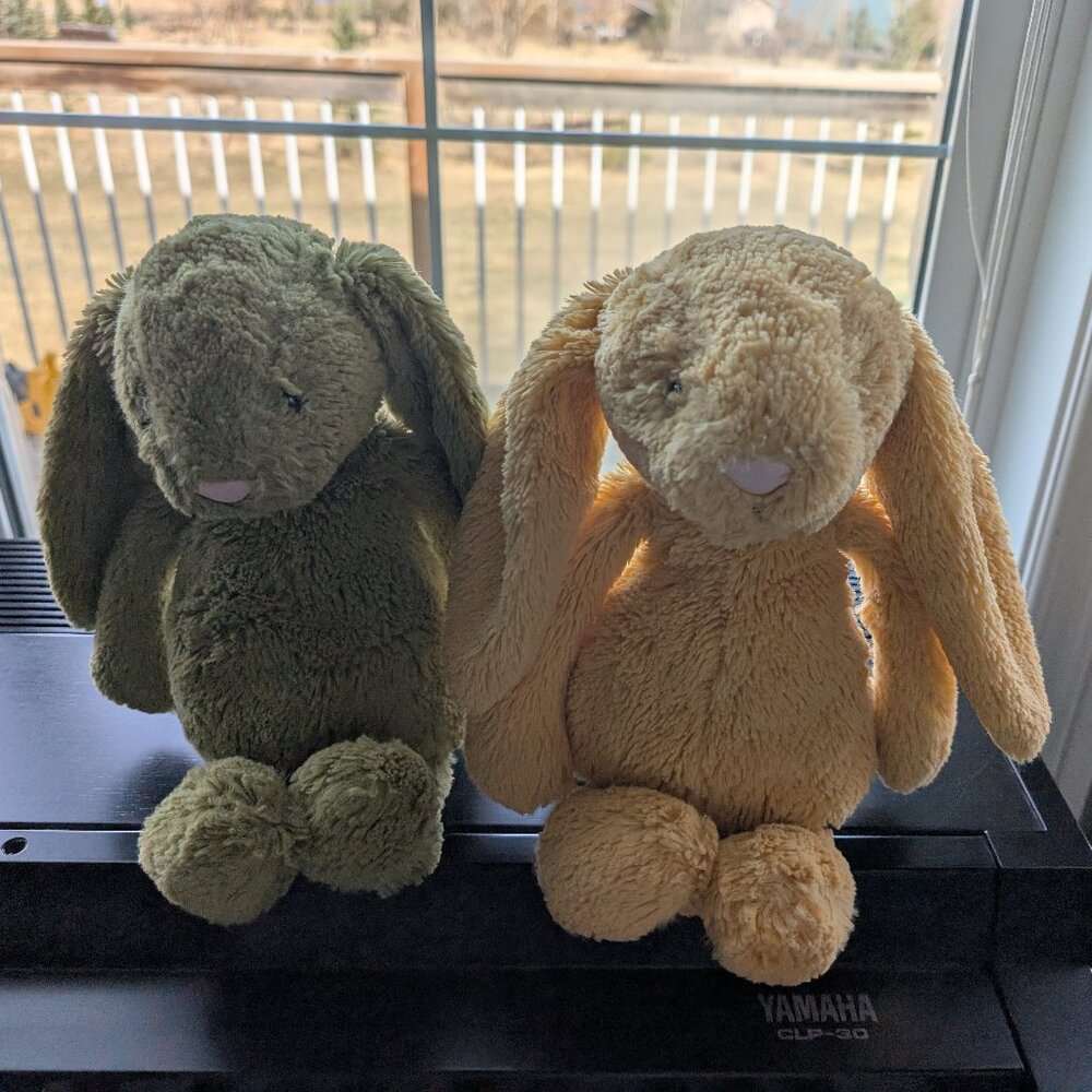 Two jellycat bunnies